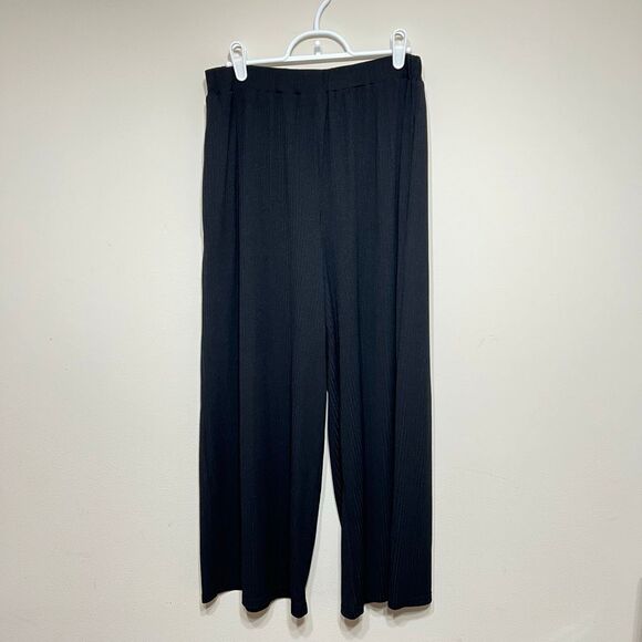 MPC Black Ribbed Cropped Wide Leg Bottoms Medium Women - Picture 1 of 9